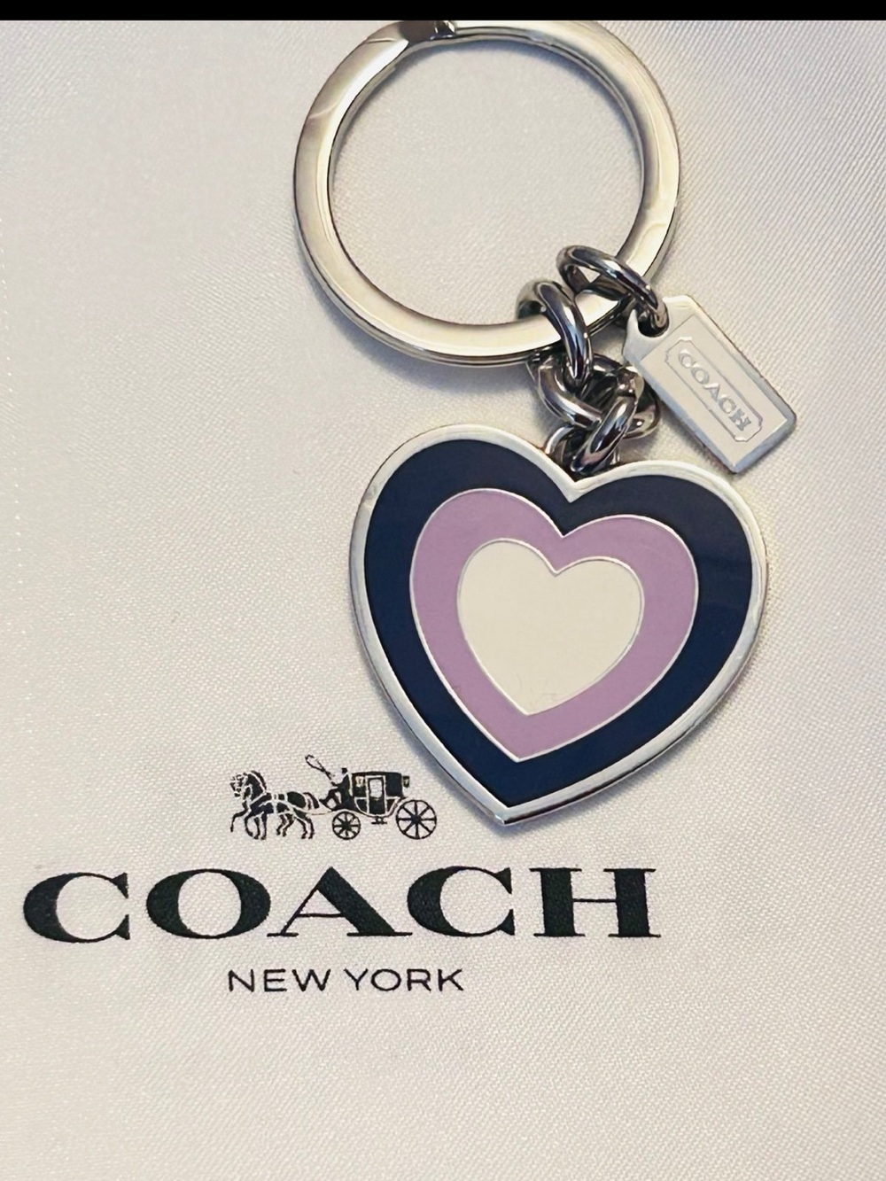 NWOT Coach Purple Heart Keychain/ Bag Charm - Picture 11 of 13